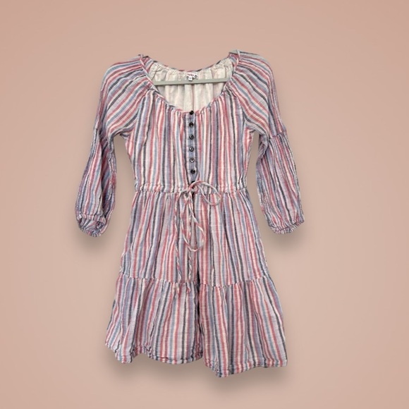 Sundry striped long sleeve tiered dress 100% cotton size 1 Small Juniors - Picture 1 of 4